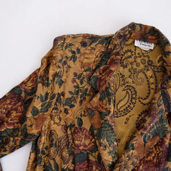 Vintage Gold Floral Brocade Single Button Blazer Small - Picture 11 of 12